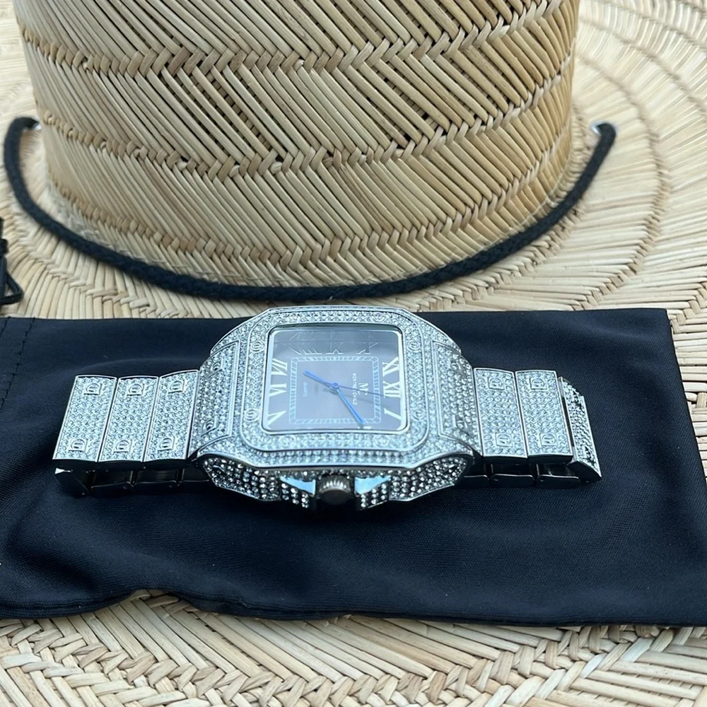 Montres Carlo quarts silver bling watch